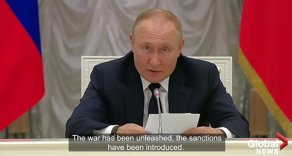 Putin announces the official war against Ukraine, via Global News