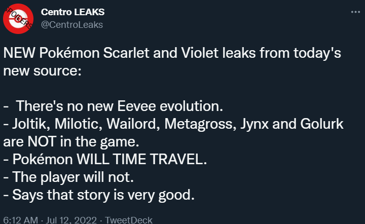 Latest Pokémon Scarlet & Violet leak reveals starter's evolution