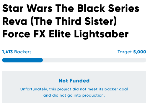 Hasbro's failed attempt to crowdfund Reva's Force FX Elite Lightsaber