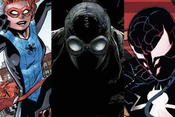 Split image of Spiderling, Spider Man Noir and Spider's Shadow