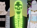 Split image of Mad Stan, Blight and Curare from Batman Beyond