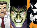 Split image of J. Jonah Jameson, the Green Goblin and Venom from Spider-Man