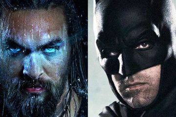 Split image of Aquaman and Batman from the DCEU
