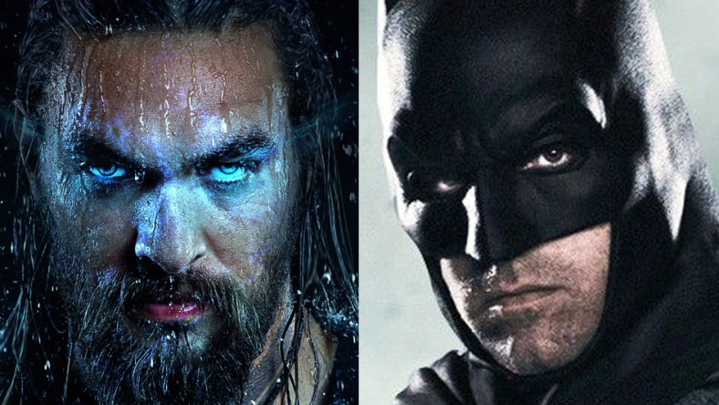 Split image of Aquaman and Batman from the DCEU