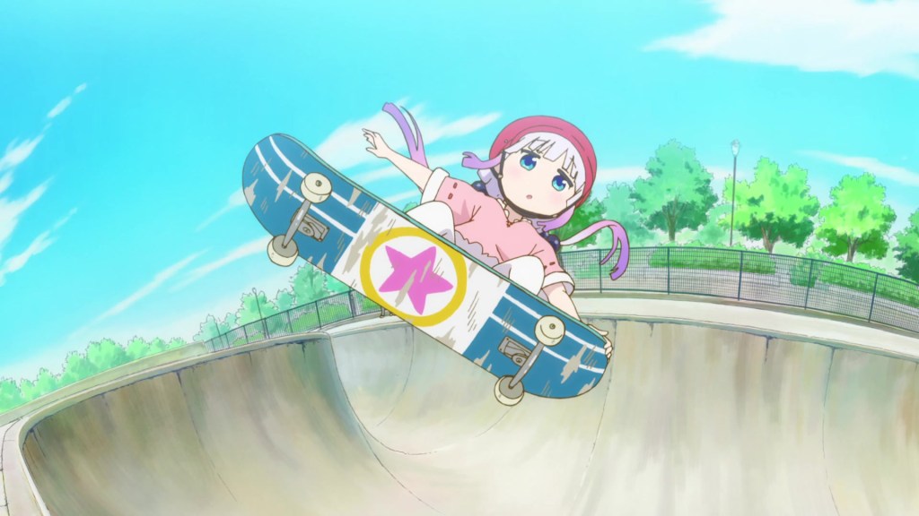 Kanna (Jad Saxton) shreds it up in
 Miss Kobayashi's Dragon Maid S Episode 10 "Troupe Dragon, On Stage! (They Had A Troupe Name, Huh)" (2017), Kyoto Animation