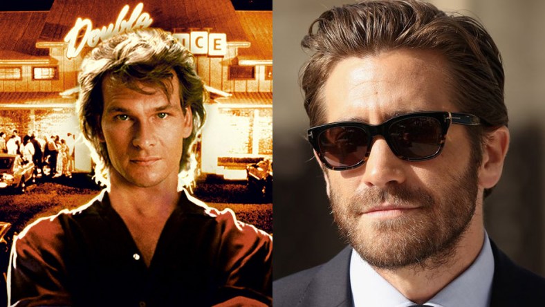 Split image of Patrick Swayze in Road House, and Jake Gyllenhaal