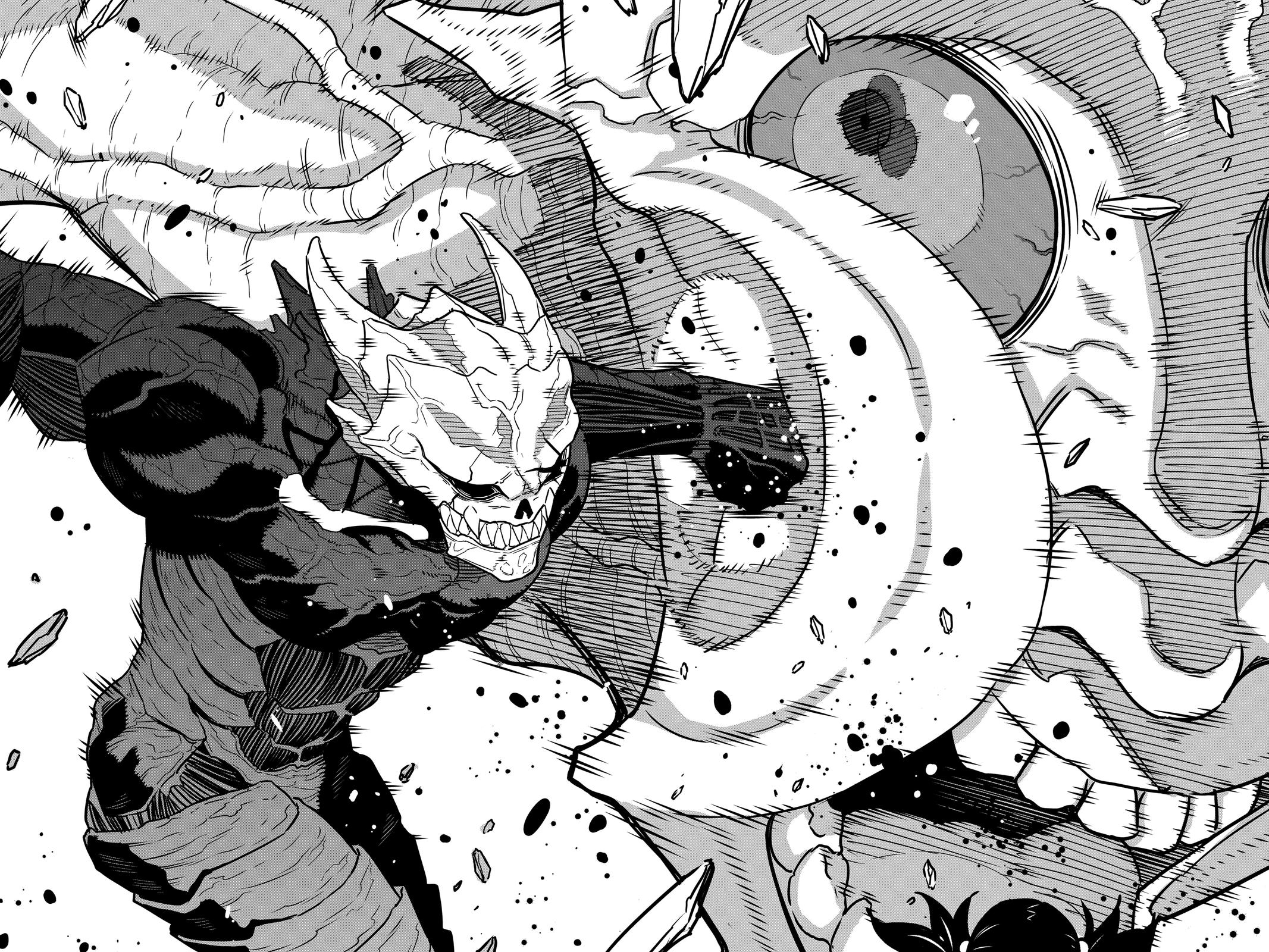 Kafka Hibeno slugs it out in Kaiju #8 Chapter 2 (2020) Shueisha. Words and art by Naoya Matsumoto