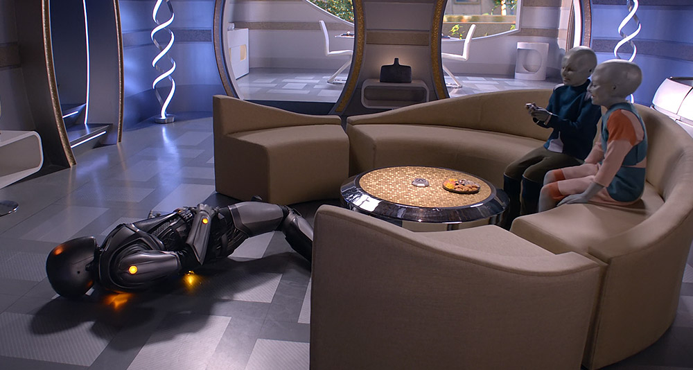 Two children torture a Kaylon in The Orville