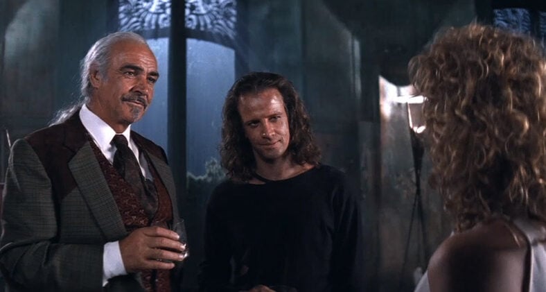 Connor and Ramirez talk to Louise in Highlander 2: The Quickening