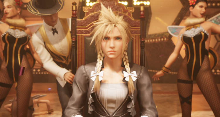 Cloud Strife (Cody Christian) is dressed as a woman after a literal song and dance in Final Fantasy VII: Remake (2020), Square Enix