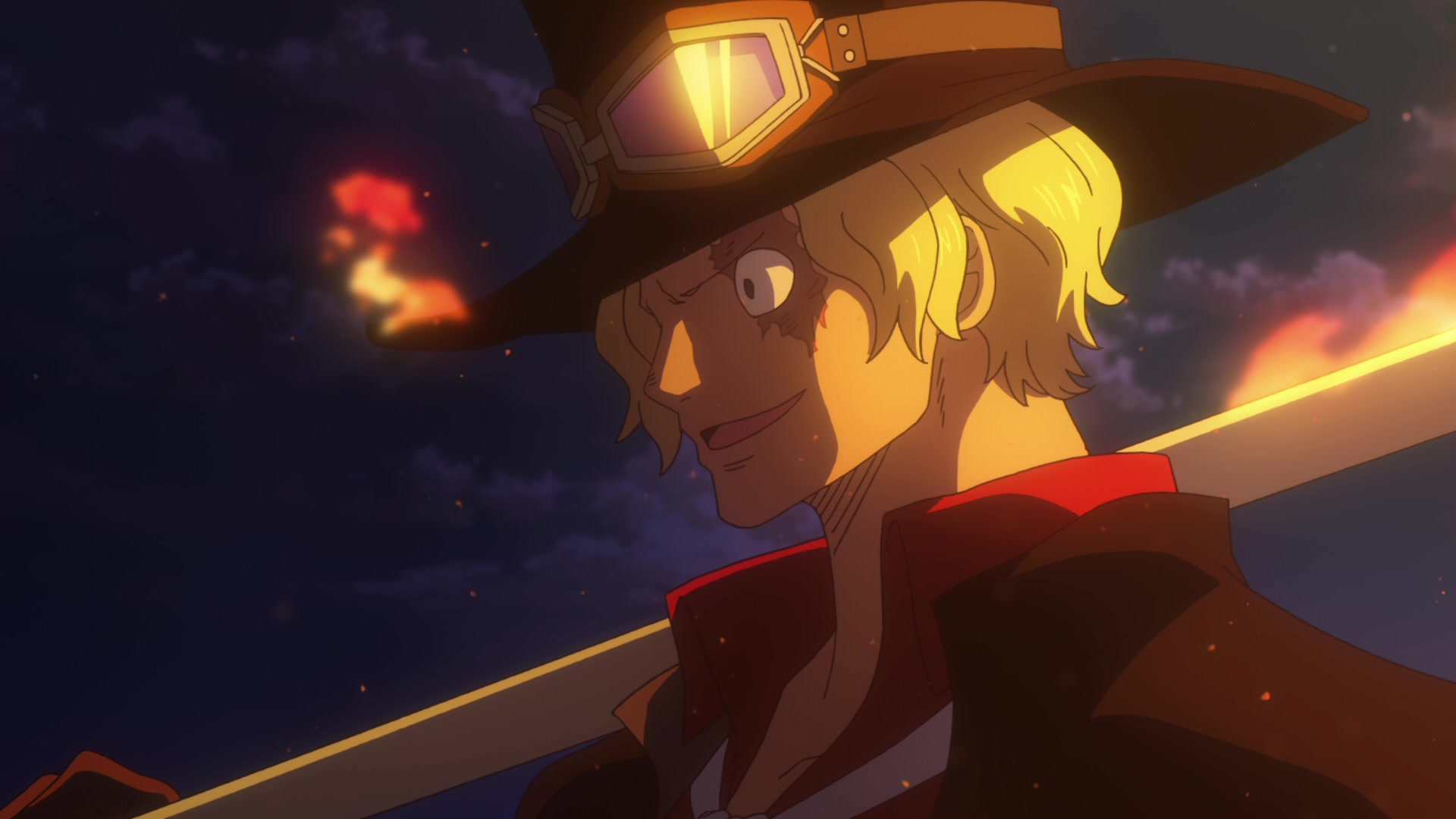Sabo (Vic Mignogna) steps in to prevent CP0 from interfering in One Piece Film: Gold (2016), Toei Animation via Blu-ray