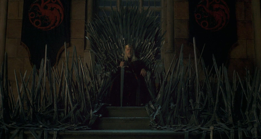 King Viserys on the Iron Throne in House of the Dragon