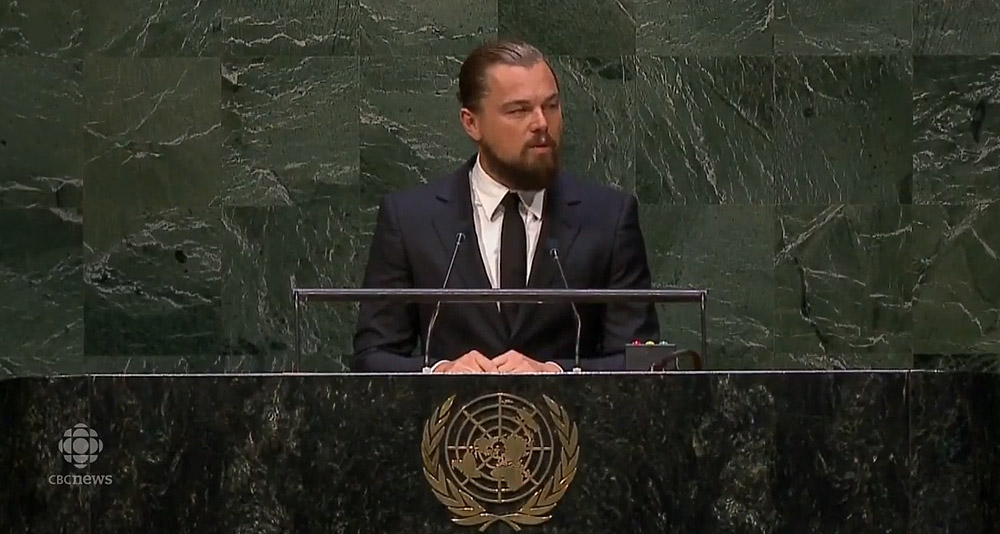 Leonardo DiCaprio speaks at U.N. climate change summit