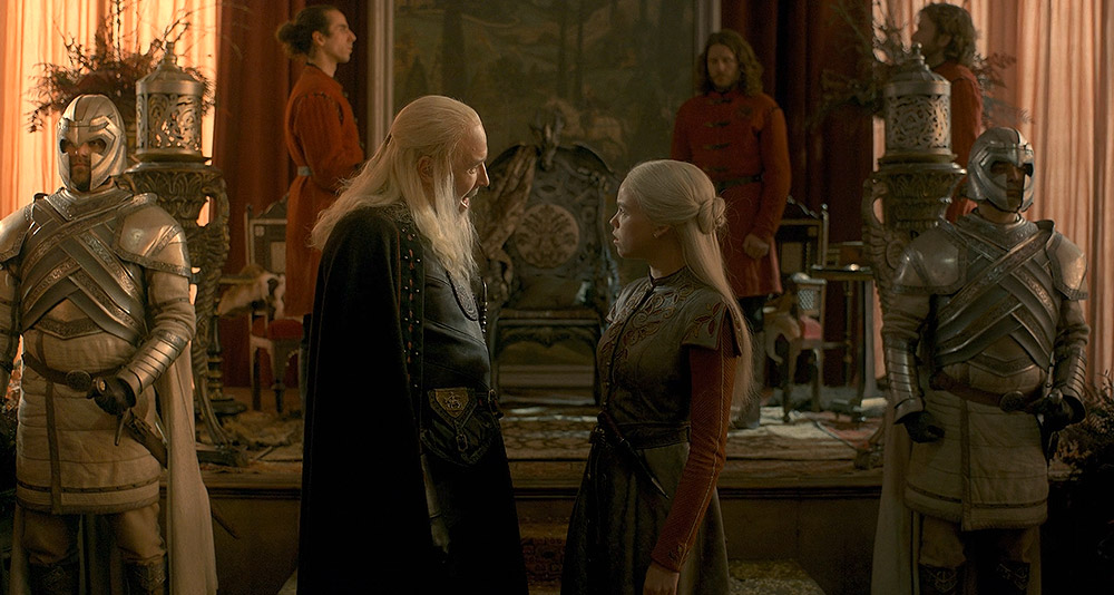 King Viserys chastises his daughter Rhaenyra in House of the Dragon, HBO
