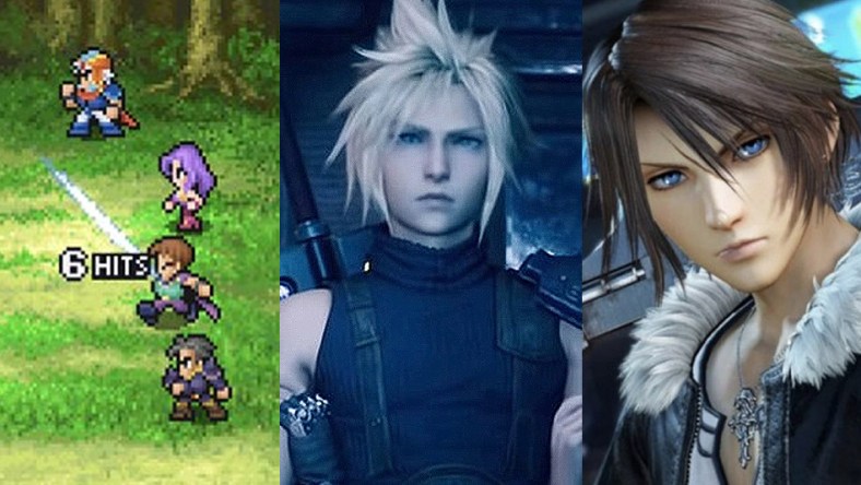 Split image of Final Fantasy II, Final Fantasy VII and Final Fantasy VIII