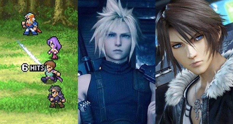 Split image of Final Fantasy II, Final Fantasy VII and Final Fantasy VIII