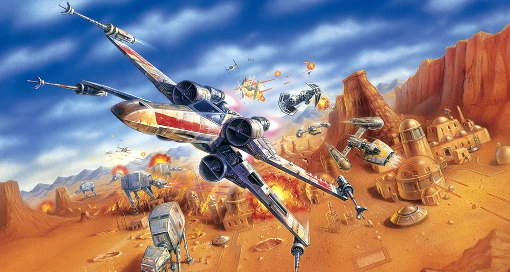 Cover art for the Star Wars: Rogue Squadron video game, LucasArts