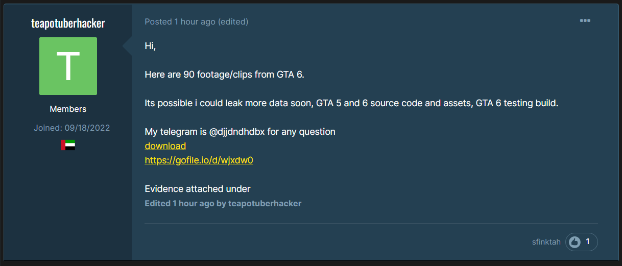 GTA 6 leak download by Uber Hacker