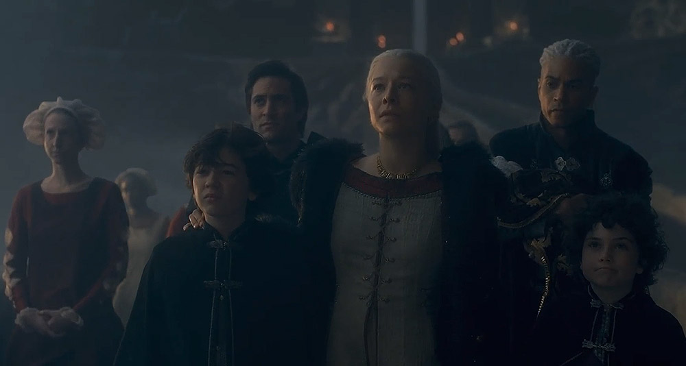 Rhaenyra and her family in House of the Dragon, HBO