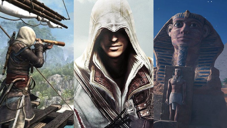 Split image of Assassin's Creed games, Ubisoft