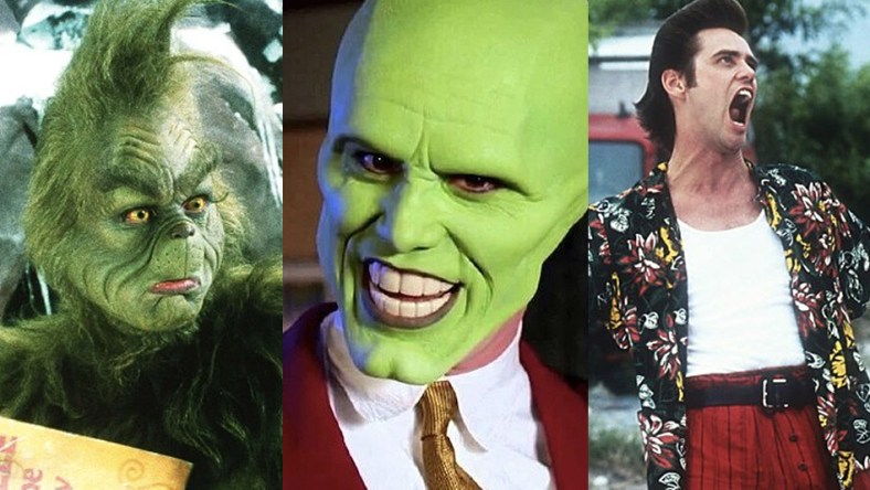 Split image of the Grinch, The Mask and Ace Ventura