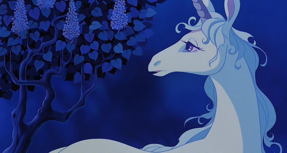 The Unicorn in her forest in The Last Unicorn, Rankin/Bass Productions