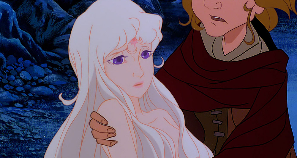 The Unicorn transformed into a human woman in The Last Unicorn, Rankin/Bass Productions