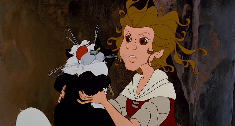 Molly gets information from a cat who speaks in riddles in The Last Unicorn, Rankin/Bass Productions