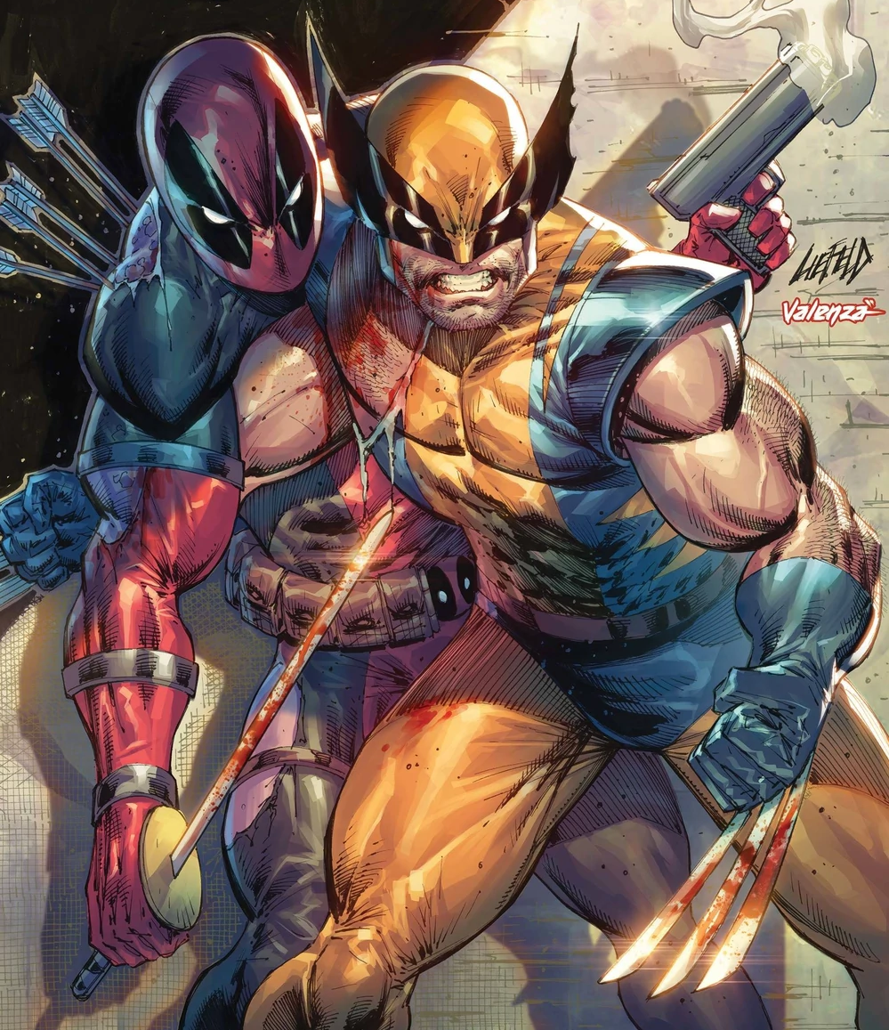Wolverine offers a shoulder to Deadpool on Rob Liefeld and Bryan Valenza's Deadpool 30th Anniversary variant cover to X-Men Legends Vol. 1 #4 "Tools!" (2021), Marvel Comics