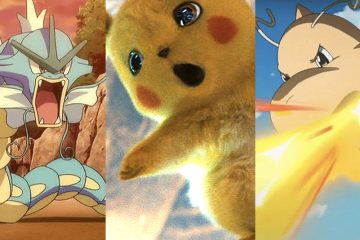 Split image of Gyarados, Pikachu and Dragonite from Pokémon, Nintendo