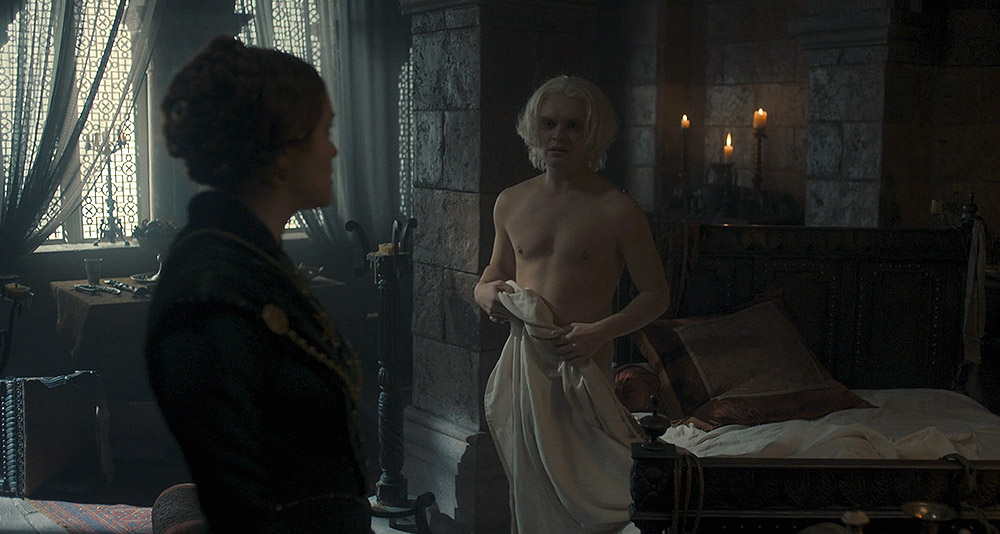 Queen Alicent confronts Prince Aegon in House of the Dragon, HBO
