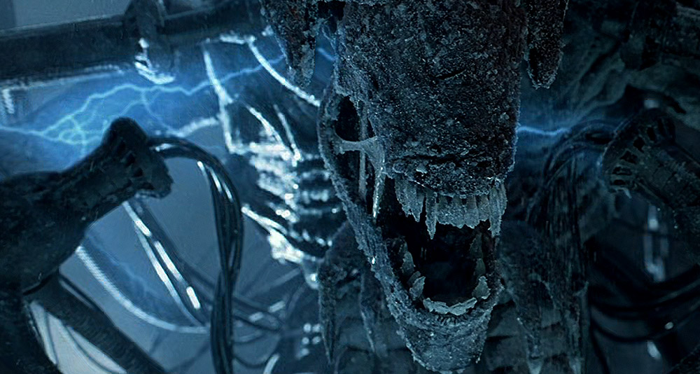 A frozen alien Queen in Alien Vs. Predator, 20th Century Fox