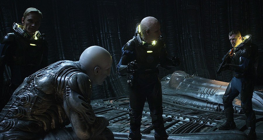 An Engineer meets Weyland in Prometheus, 20th Century Fox