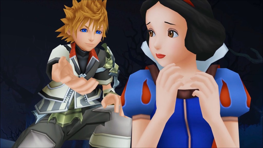 Ventus (Jesse McCartney) offers his assistance to Snow White (Carolyn Gardner) in Kingdom Hearts Birth by Sleep (2009), Square Enix