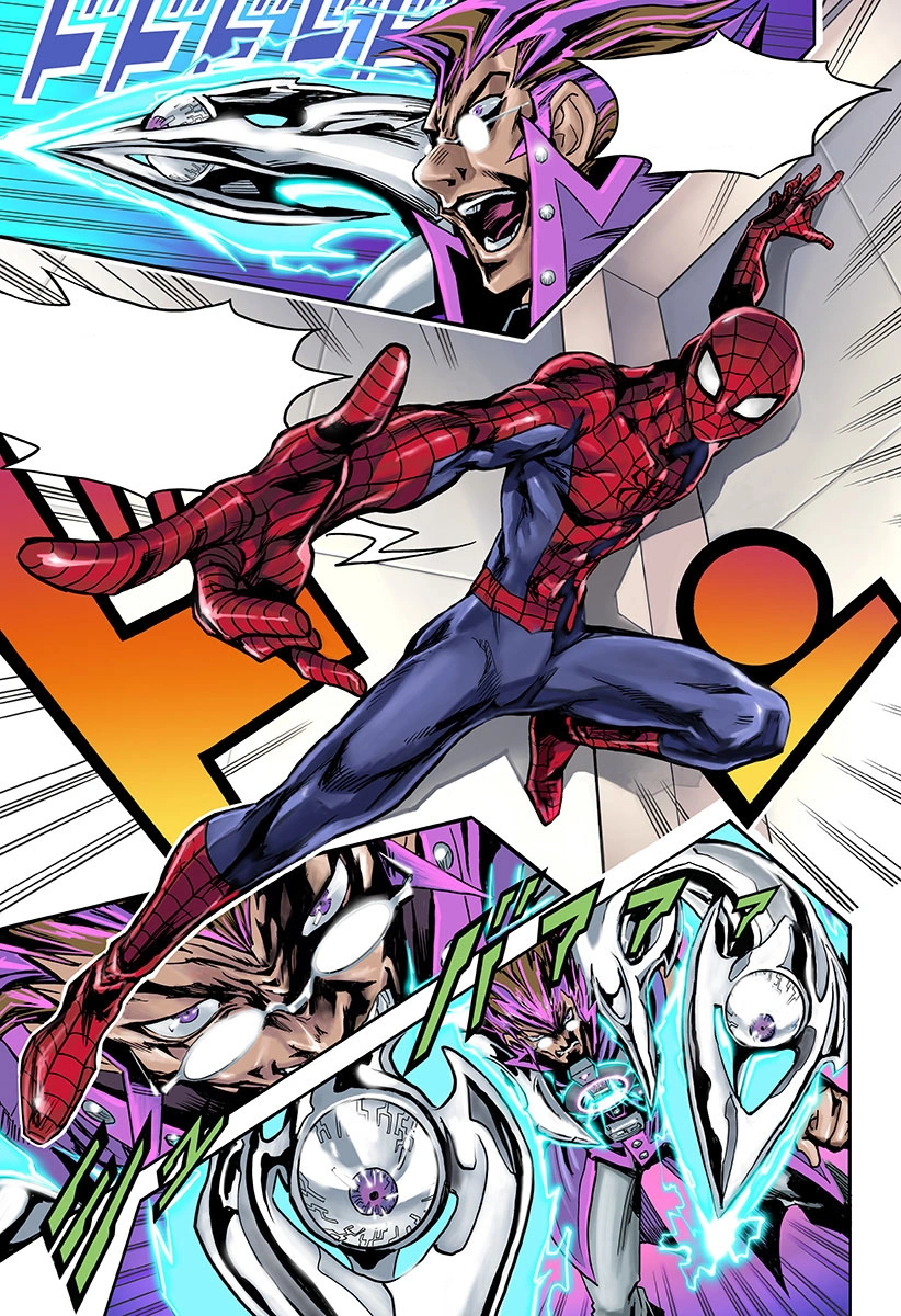 Spider-Man leaps into action in Secret Reverse (2021), Marvel x Shonen Jump. Art by Kazuki Takahashi.