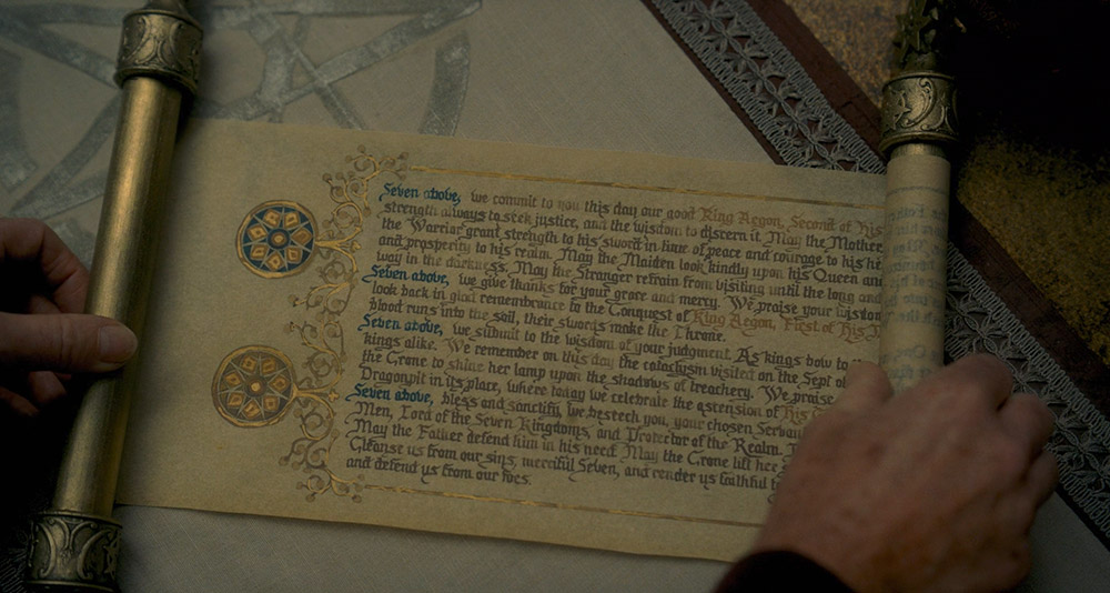 A scroll in House of the Dragon, HBO