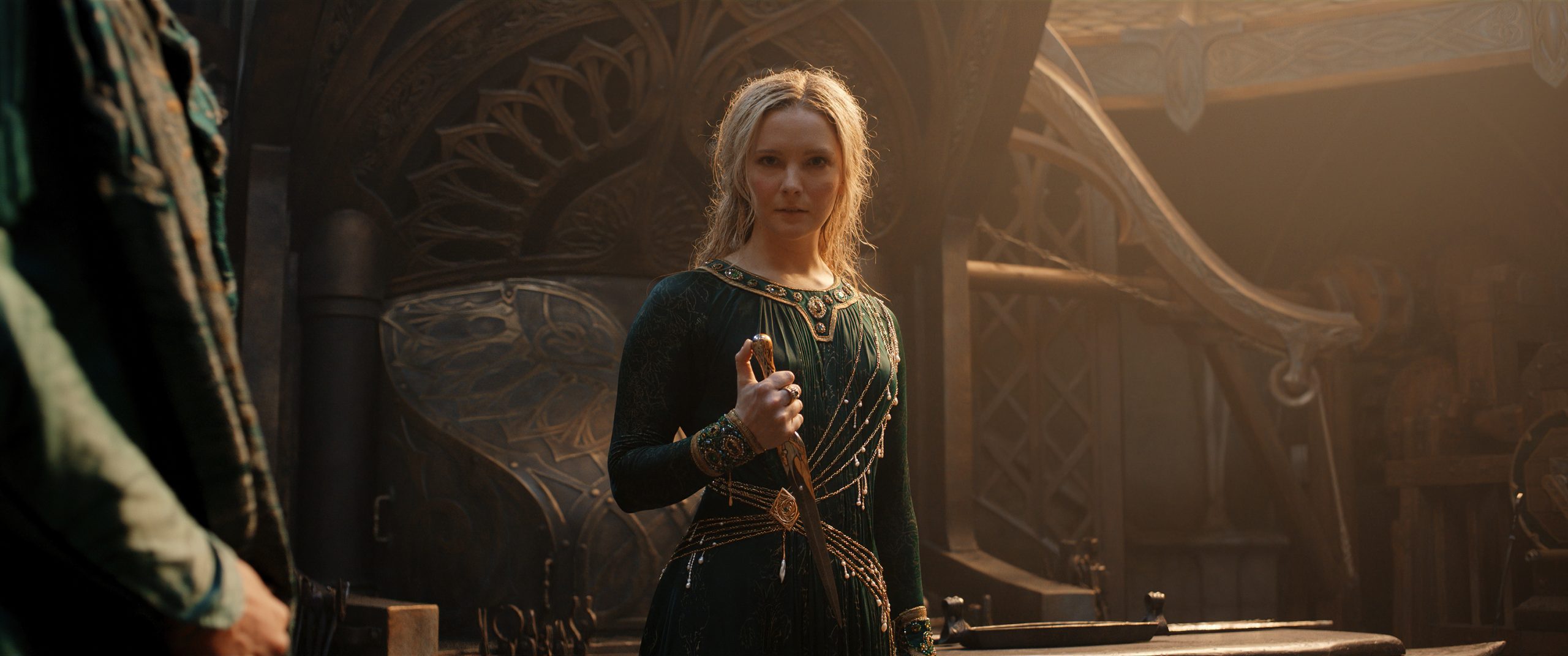 Galadriel (Morfydd Clark) prepares to reconcile with her past and smelt her brother's dagger in The Lord of the Rings: The Rings of Power Season 1 Episode 8 "Alloyed" (2022), Amazon Studios