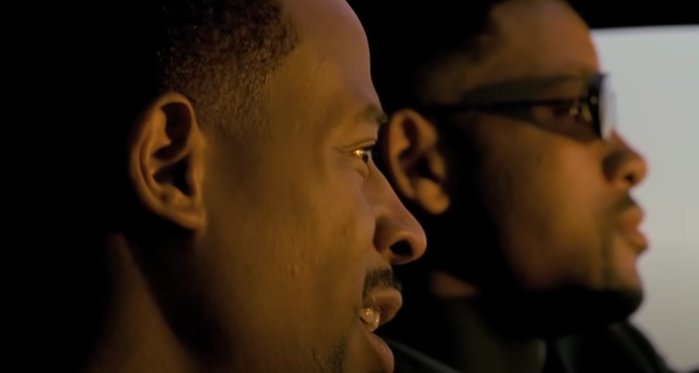 Marcus and Mike argue over the merits of a Porsche in 'Bad Boys' (1995), Columbia Pictures