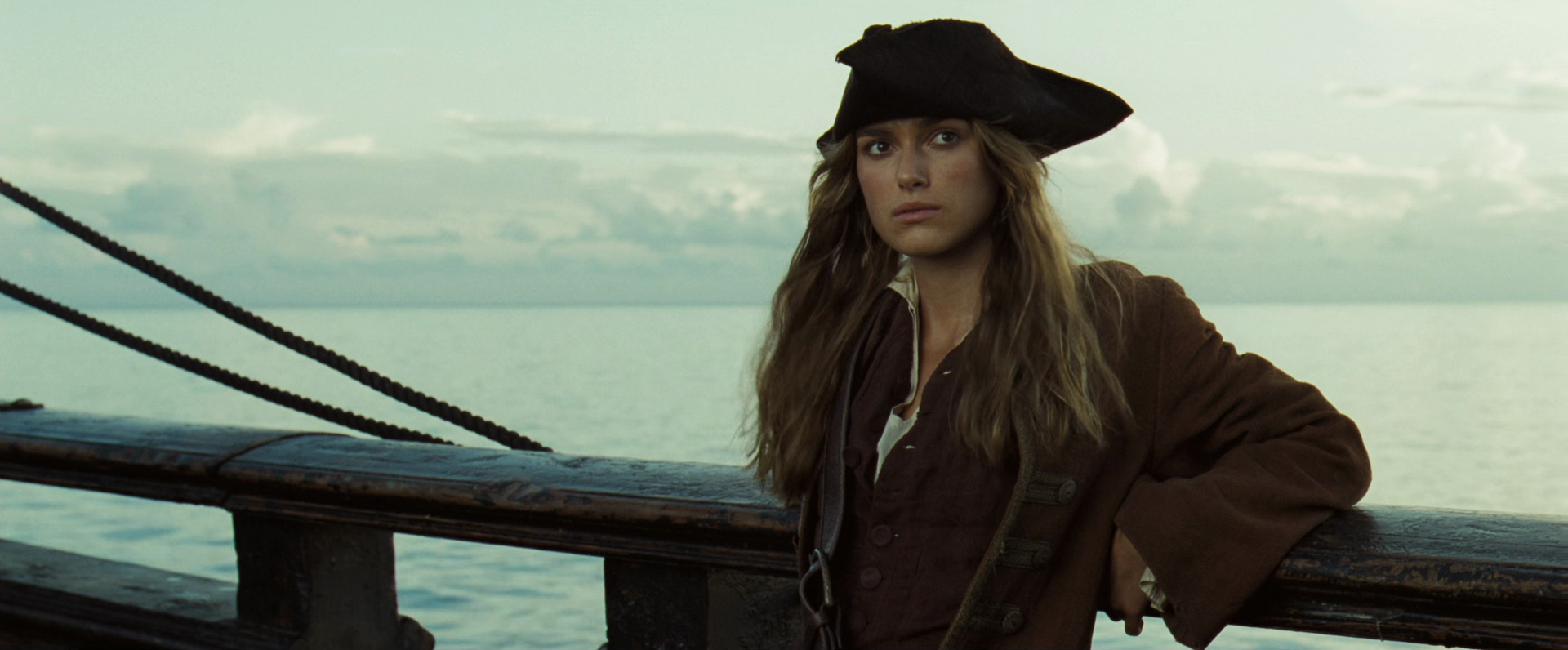 Elizabeth Swann (Keira Knightley) plans her next move in Pirates of the Caribbean: Dead Man's Chest (2006).