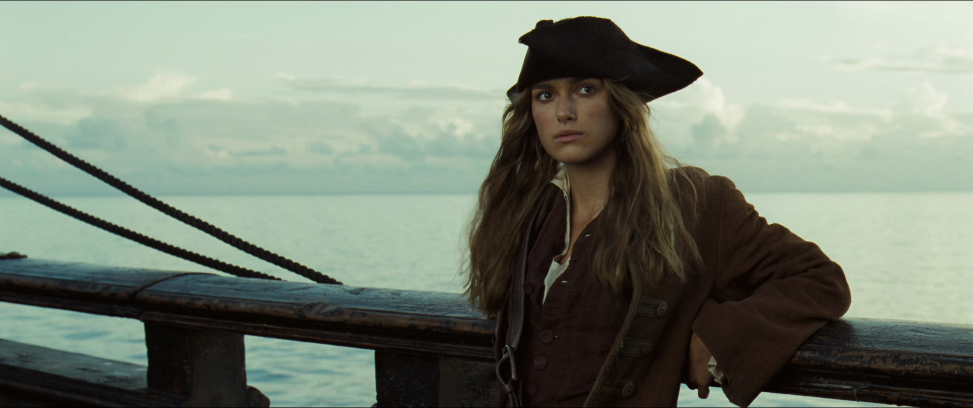 Elizabeth Swann (Keira Knightley) plans her next move in Pirates of the Caribbean: Dead Man's Chest (2006).