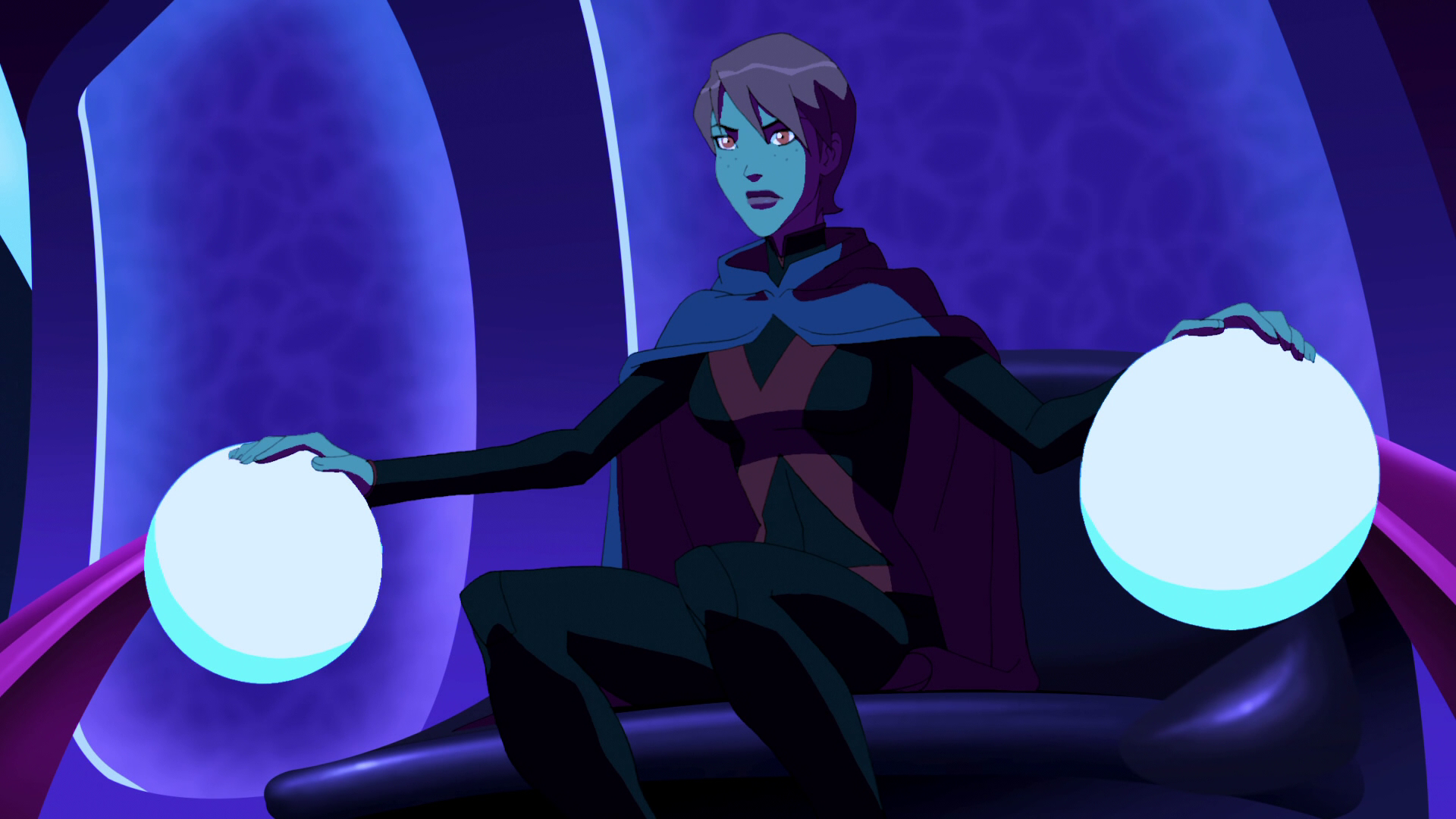 Miss Martian (Danica McKeallar) takes control of the Bio-Ship in Young Justice