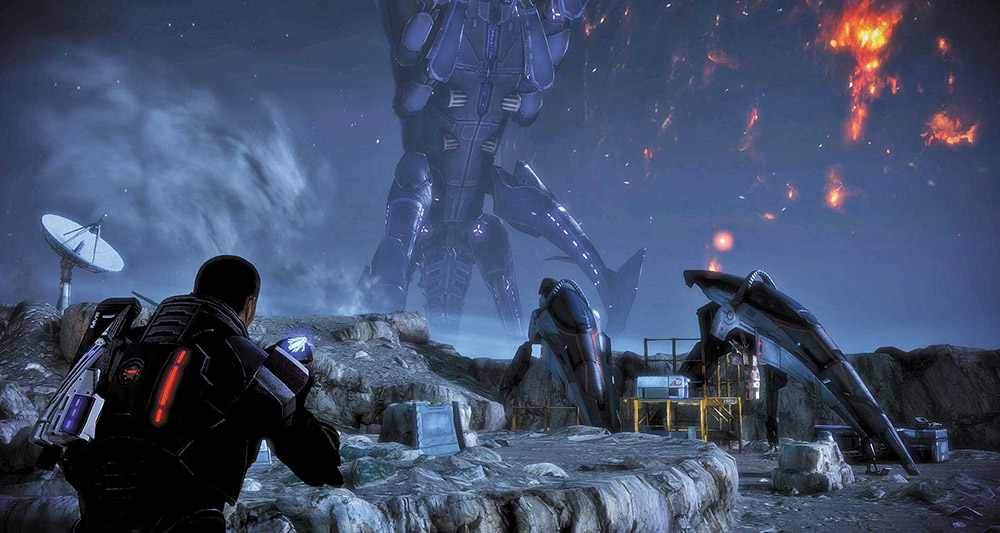 Shepard spots a Reaper in 'Mass Effect 3,' BioWare