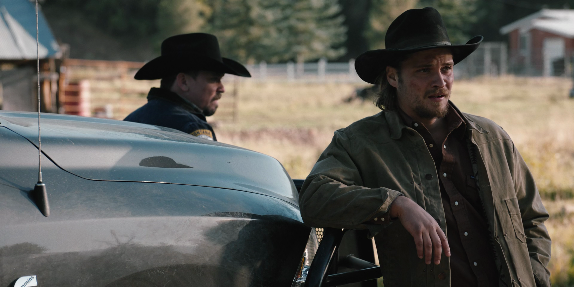 Kayce Dutton (Luke Grimes) and Steve Hendon (James Jordan) call in a cattle mutilation via Yellowstone Season 2 Episode 4 "Only Devils Left" (2019), Paramount