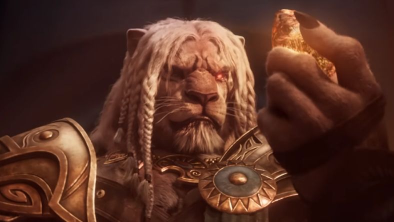 Ajani Goldmane inspects the powerstone core of the Skyship Weatherlight via Dawn of the Phyrexian Invasion - Official Cinematic Trailer - Dominaria United | The Brothers' War, Magic: The Gathering YouTube