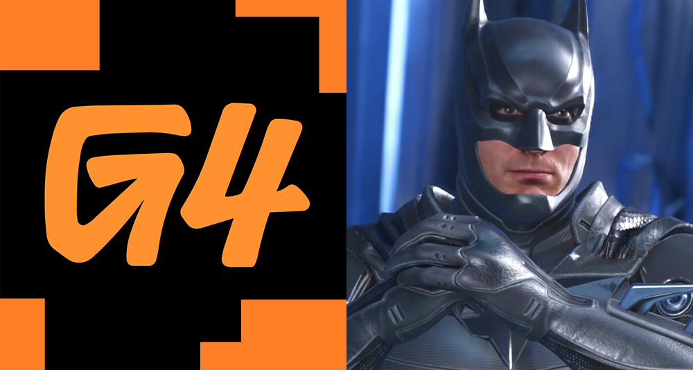 G4 logo via G4 official website / Batman prepares for battle via Injustice 2 (2017), NetherRealm Studios