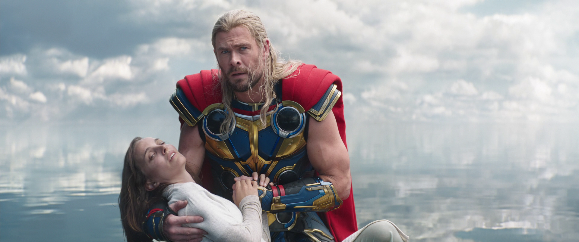 Thor (Chris Hemsworth) tends to dying Jane Foster (Natalie Portman) in Thor: Love and Thunder (2022), Marvel Entertainment via Blu-ray