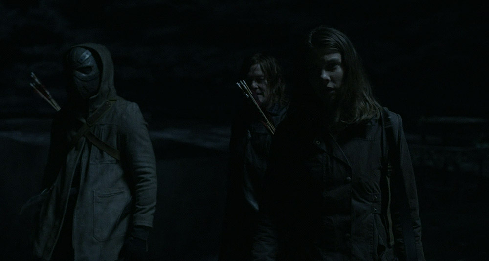Elijah, Daryl and Maggie during a night mission in 'The Walking Dead,' AMC+