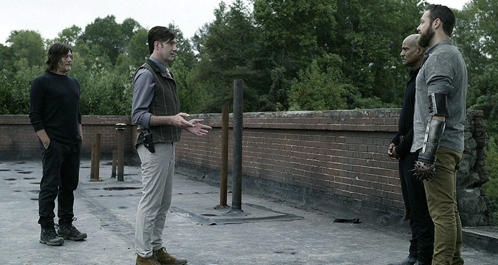Lance talks to Gabriel and Aaron in 'The Walking Dead,' AMC+
