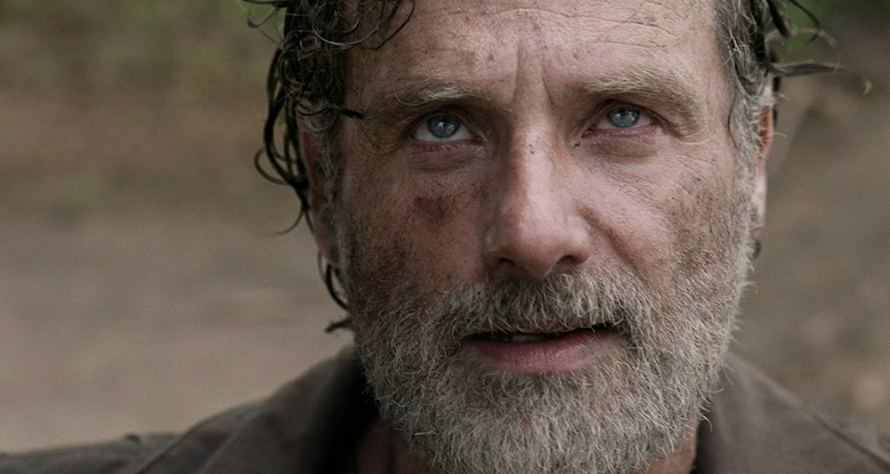 A defiant Rick Grimes in 'The Walking Dead,' AMC+