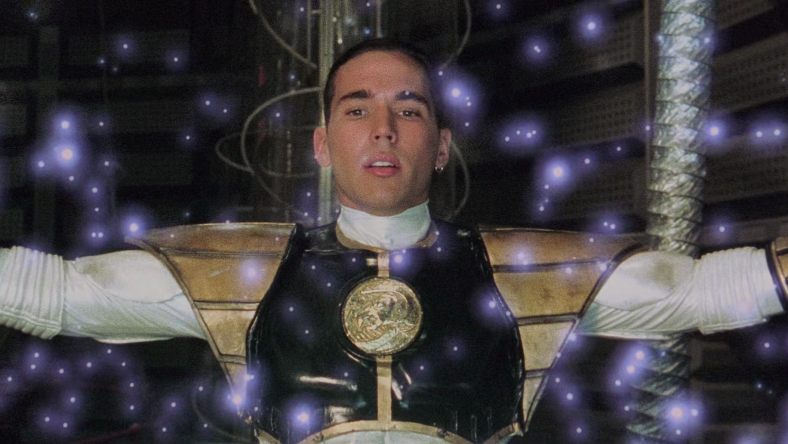 Tommy (Jason David Frank) joins with the other Rangers in giving his life force to revive Zordon in Mighty Morphin Power Rangers: The Movie (1995), Saban Entertainment via Blu-ray